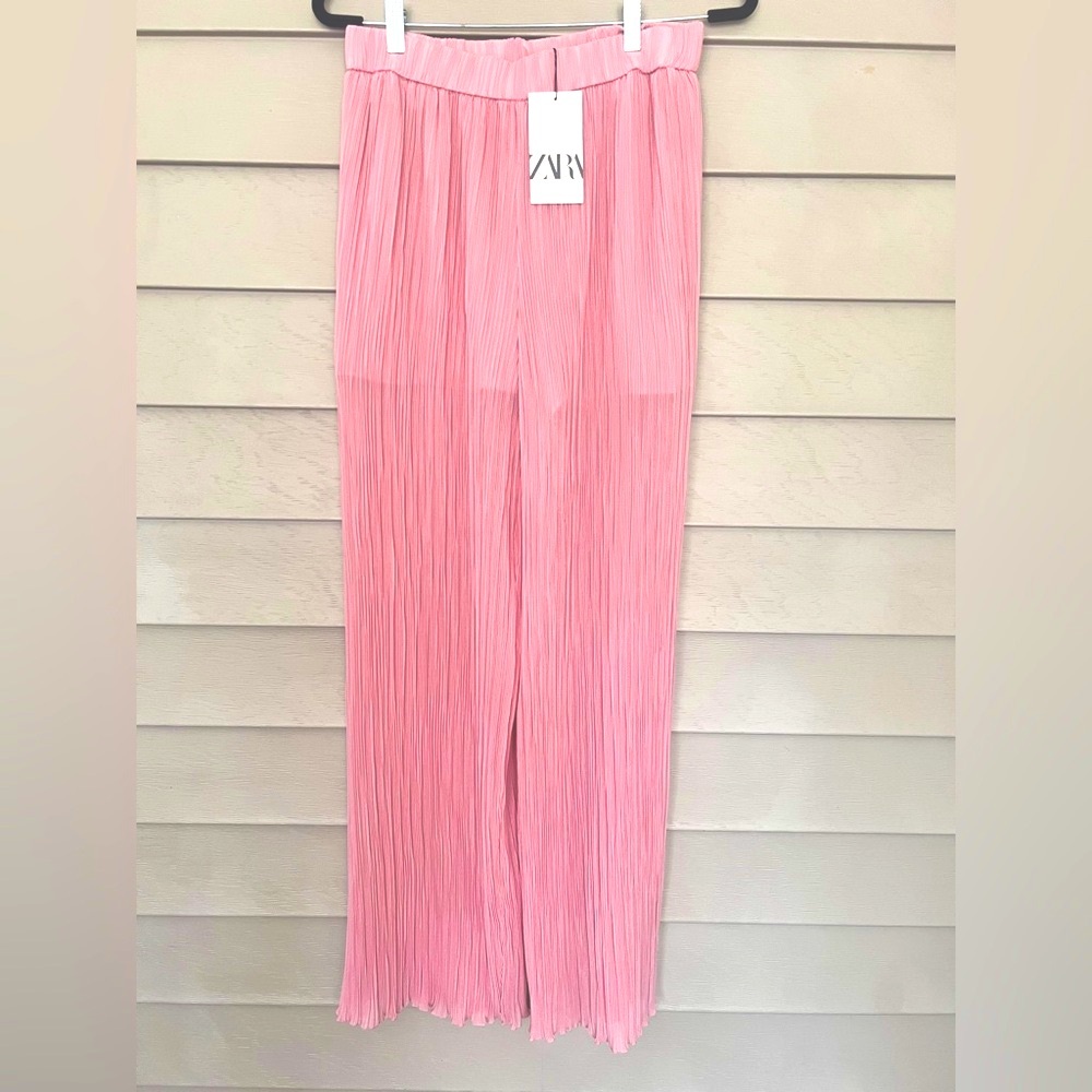 Zara Pink Pleated Palazzo Pants size L